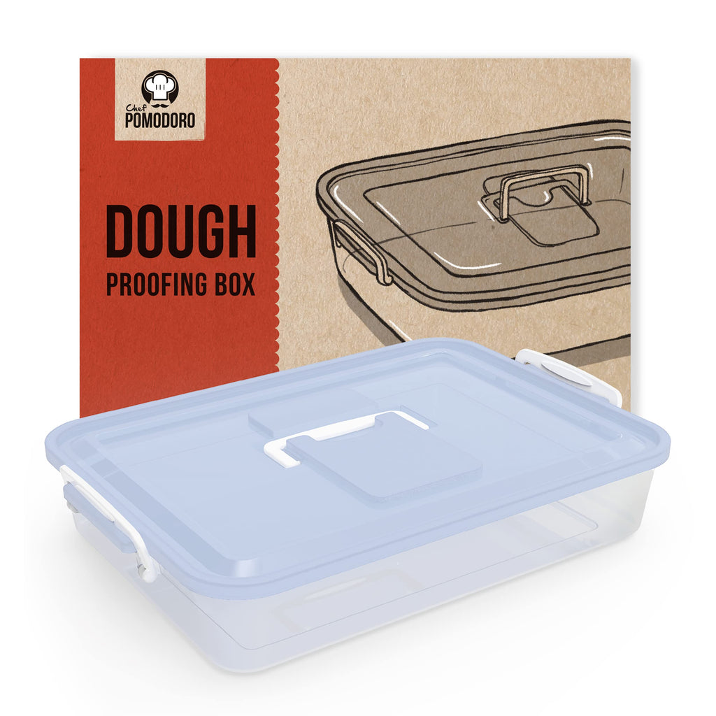 Chef Pomodoro Pizza Dough Proofing Box, Pizza Dough Container, Household Pizza Dough Tray With Convenient Carry Handle (Blue)