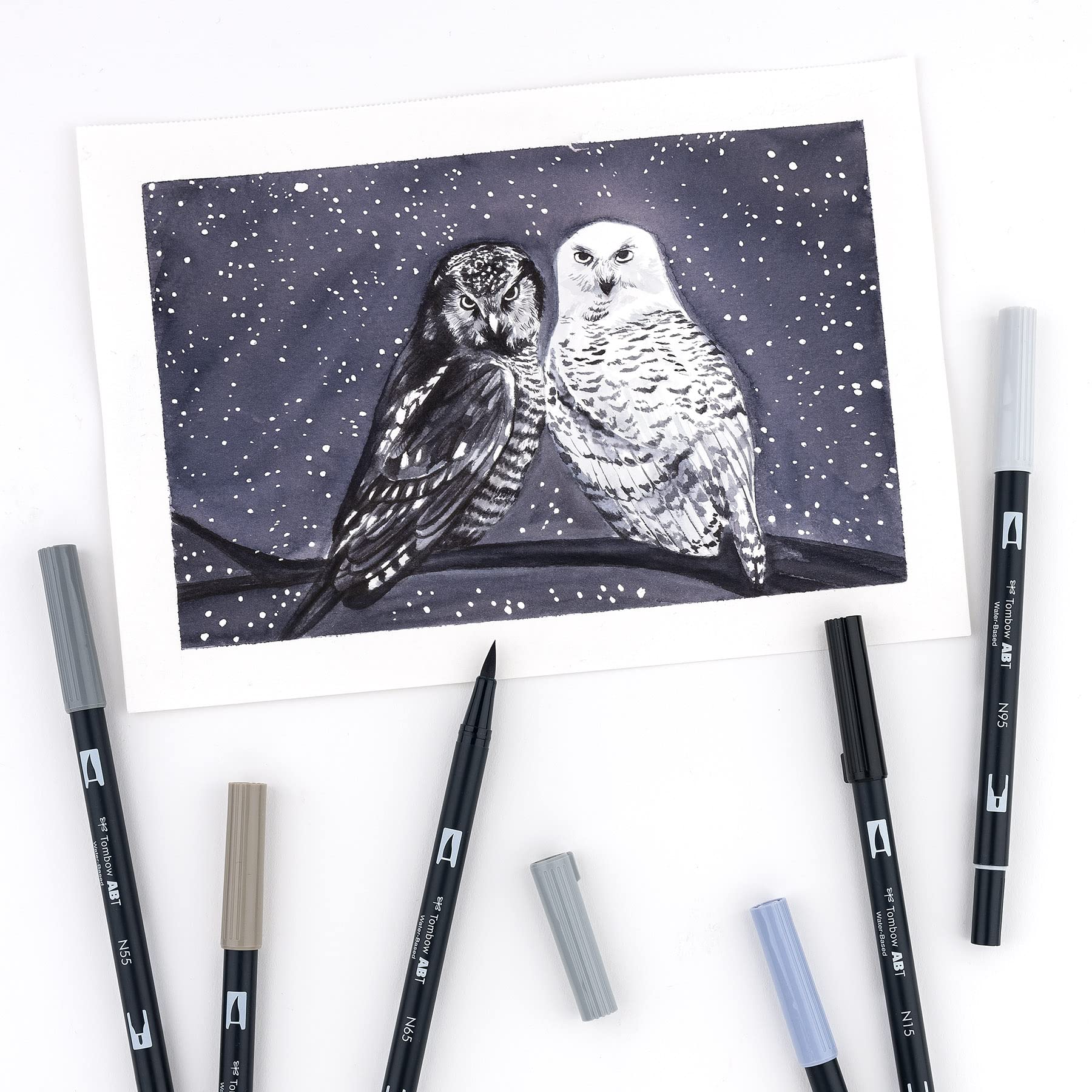 Tombow Dual Brush Pen Set, 10-Pack, Grey Scale Colors (56171)