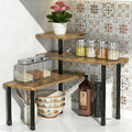 3 Tier Moveable Corner Shelf Organizer for Kitchen, Bathroom, Spice Rack, Coffee Area, over Sink, Dresser Table, Countertop Storage Rack (Rustic Brown)