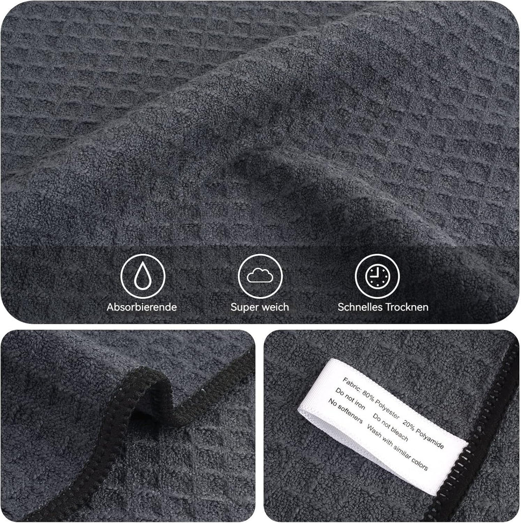 KinHwa Dish Cloths Ultra Absorbent Microfiber Cleaning Cloths Odor Free Waffle Weave Kitchen Dishcloths Rags 12inch x 12inch Gray 6 Pack