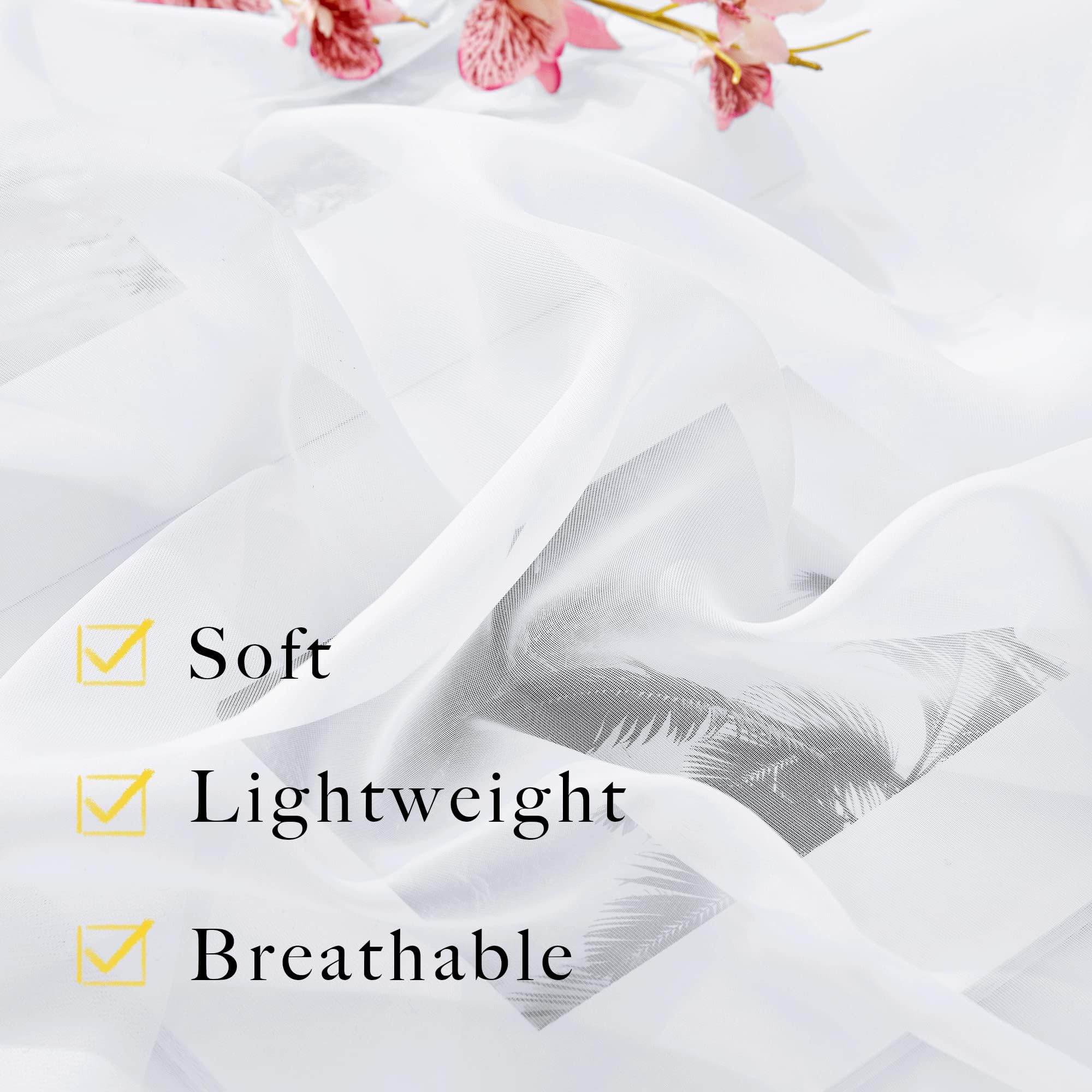 NICETOWN White Sheer Curtains 84 inches Long for Living Room, Rod Pocket Window Treatments Solid Voile Sheer Light Filtering Drapes for Bedroom (White, 2 Panels, W60 x L84)