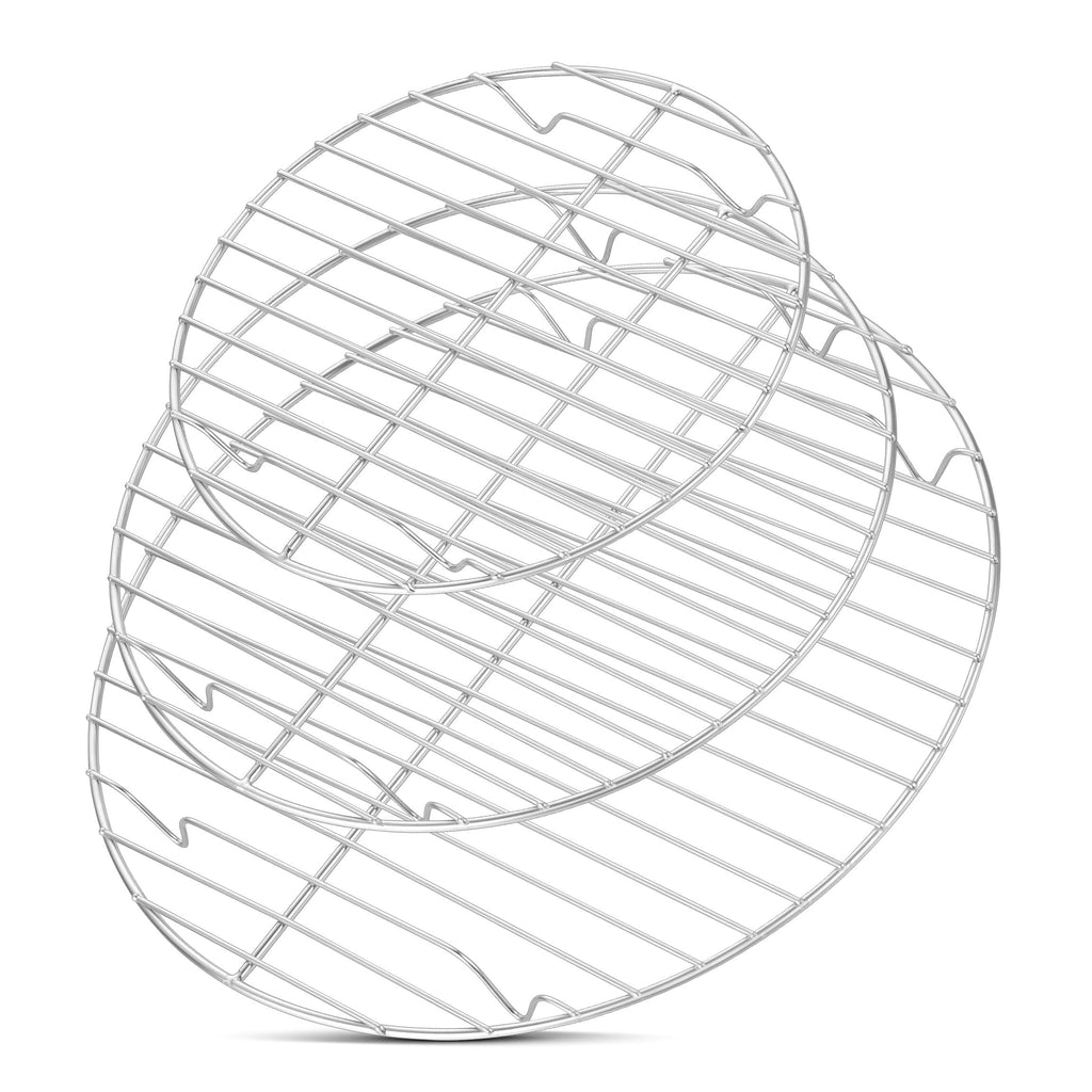 Round Cooling Rack, HaSteeL 3 Pcs Stainless Steel Steaming Roasting Grilling Baking Racks, Non-stick Wire Rack for Air Fryer, Pressure Cooker, Non-toxic & Rust Free, Oven & Dishwasher Safe -19/23/27cm