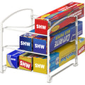 Simple Houseware Foil and Plastic Wrap Organizer, Storage Rack with Shelves for Pantry and Kitchen Cupboard Organization, White
