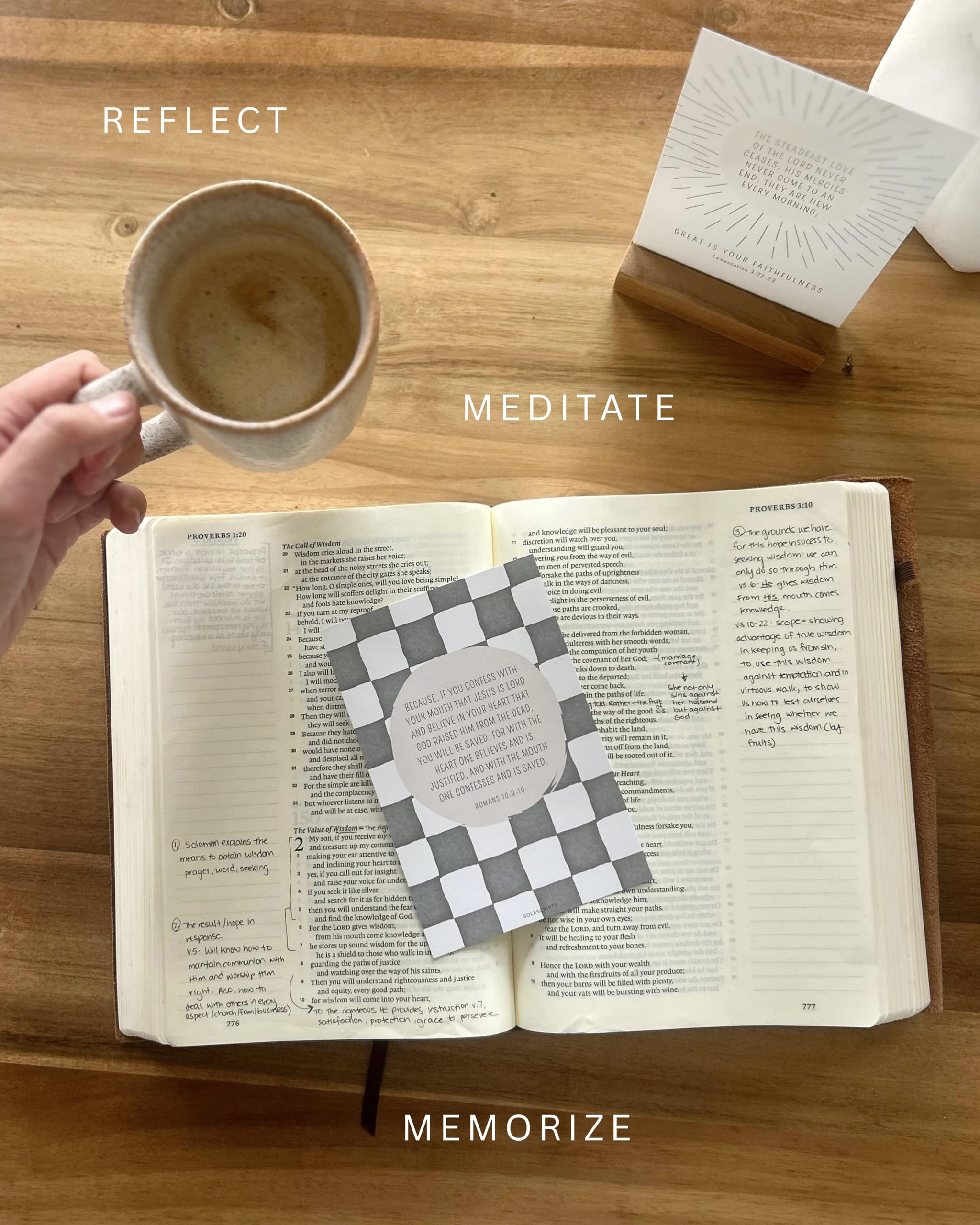 Take Heart ESV Scripture Cards Set, 52 Cards with Wooden Display Stand, Christian Inspirational Decor