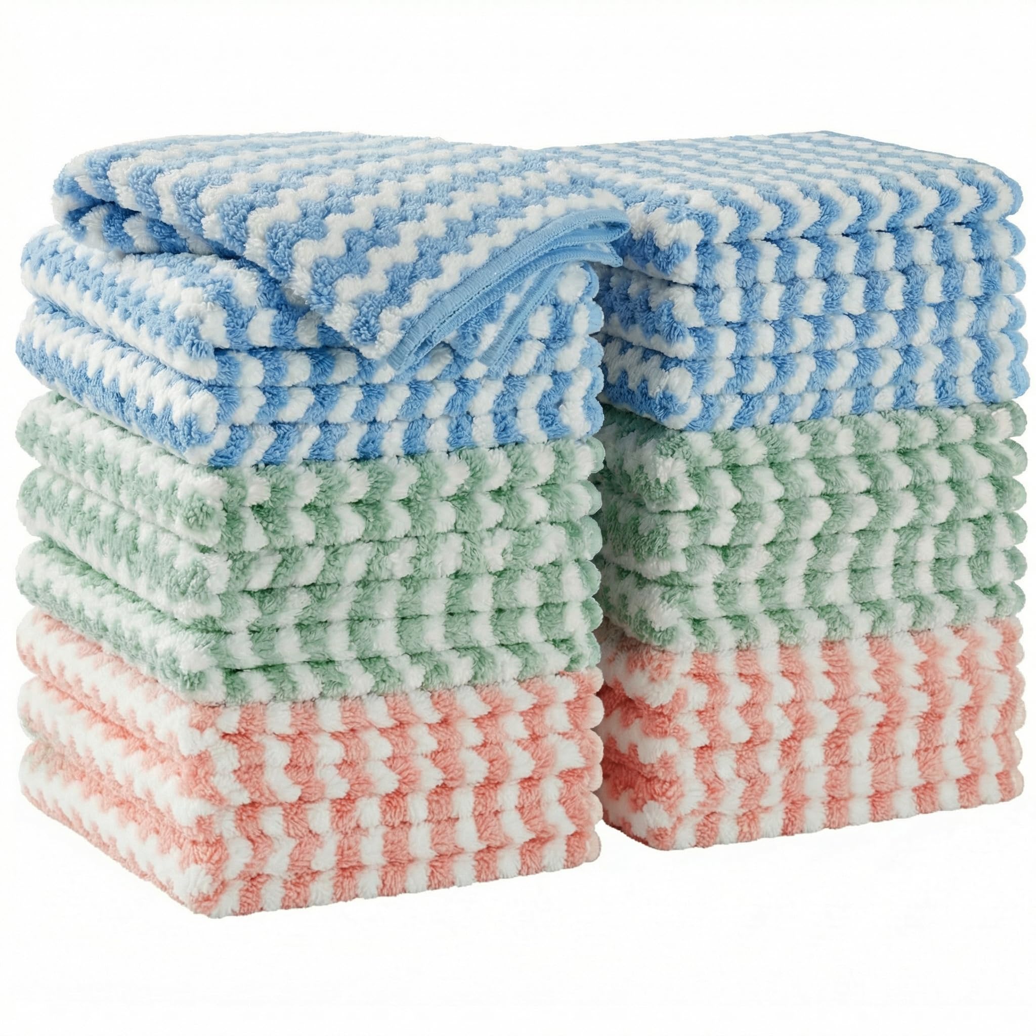 JOYMOOP Microfiber Cleaning Cloths, Dish Cloths for Washing Dishes, 18 Pack Kitchen Towels, Reusable and Washable Dish Towels for Dish Drying Washing, Absorbent Streak Free Lint Free Rags - 10" x 10"