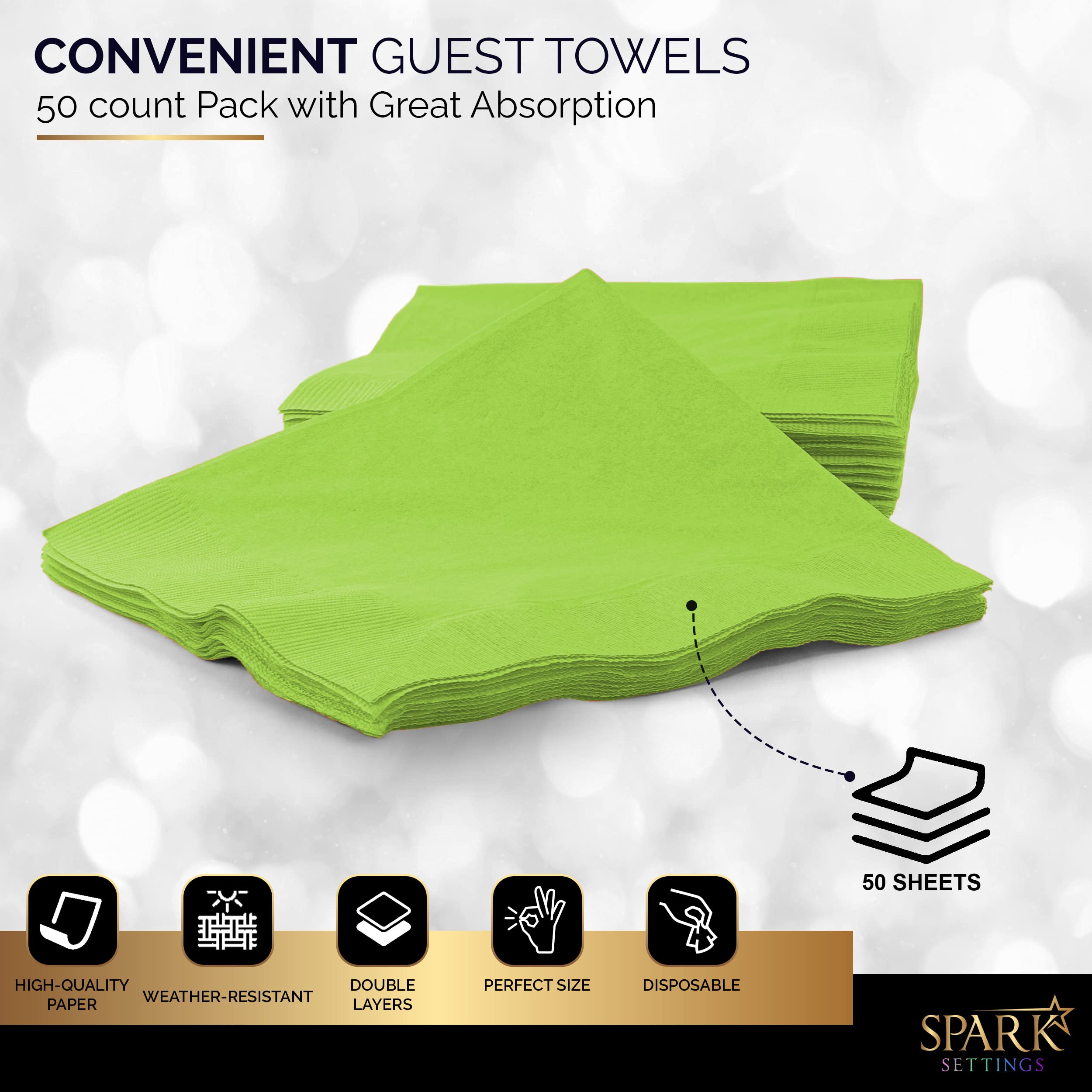 Cocktail Napkins Disposable, Kiwi Beverage Napkins Soft and Absorbent Paper Napkins for Dinner, Party, Wedding, Or Every Day Use, 7” x 7” 2 Ply Party Napkins, Pack of 40 - by Amcrate
