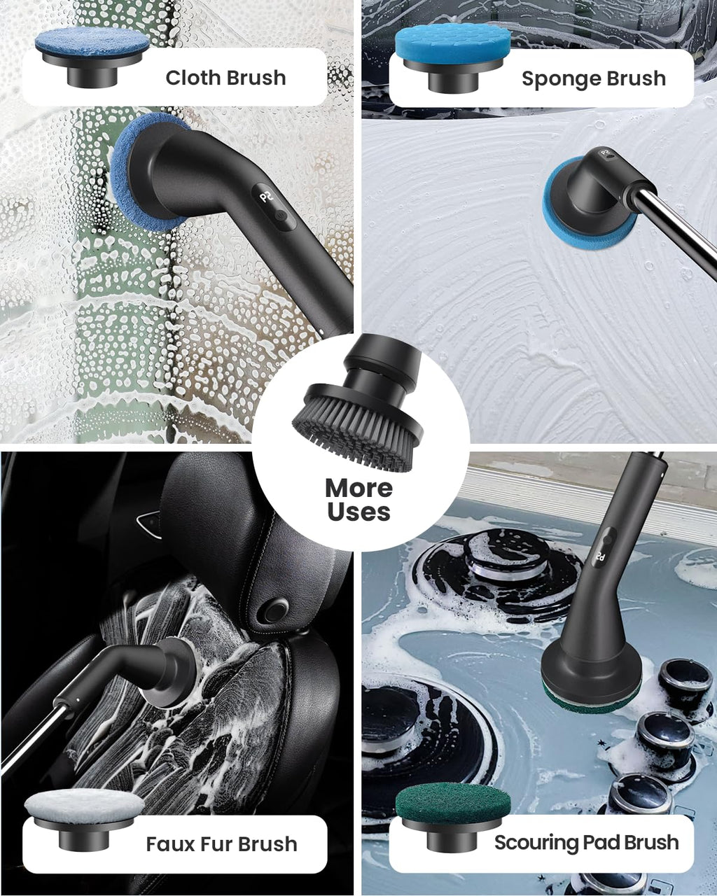 Topmako YMG-825 Electric Spin Scrubber Replacement Brush Heads, 7pcs Extra Brush Accessories Kit for Topmako YMG-825 Electric Cleaning Brush - Scrubber Not Included