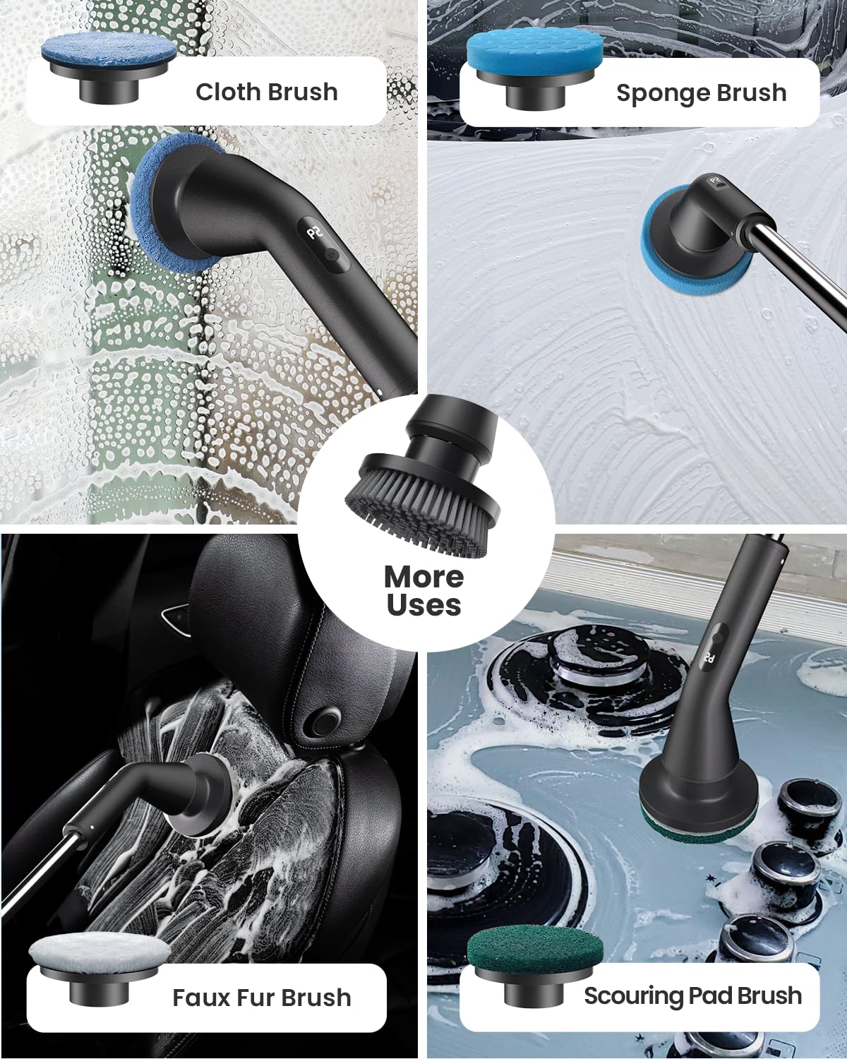 Topmako YMG-825 Electric Spin Scrubber Replacement Brush Heads, 7pcs Extra Brush Accessories Kit for Topmako YMG-825 Electric Cleaning Brush - Scrubber Not Included