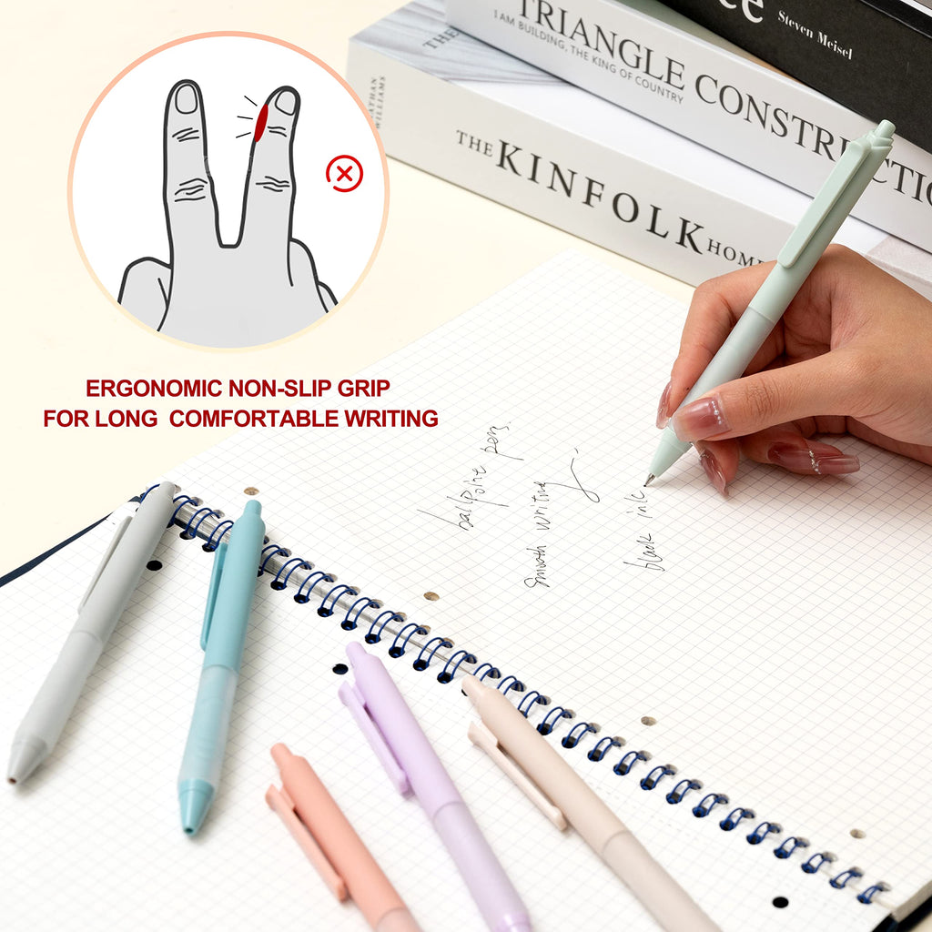 Linbsunne Ballpoint Pens Medium Point 1mm Black Pen with Super Soft Grip Ball Point Pen for Men Women Retractable Pens (12-pack)