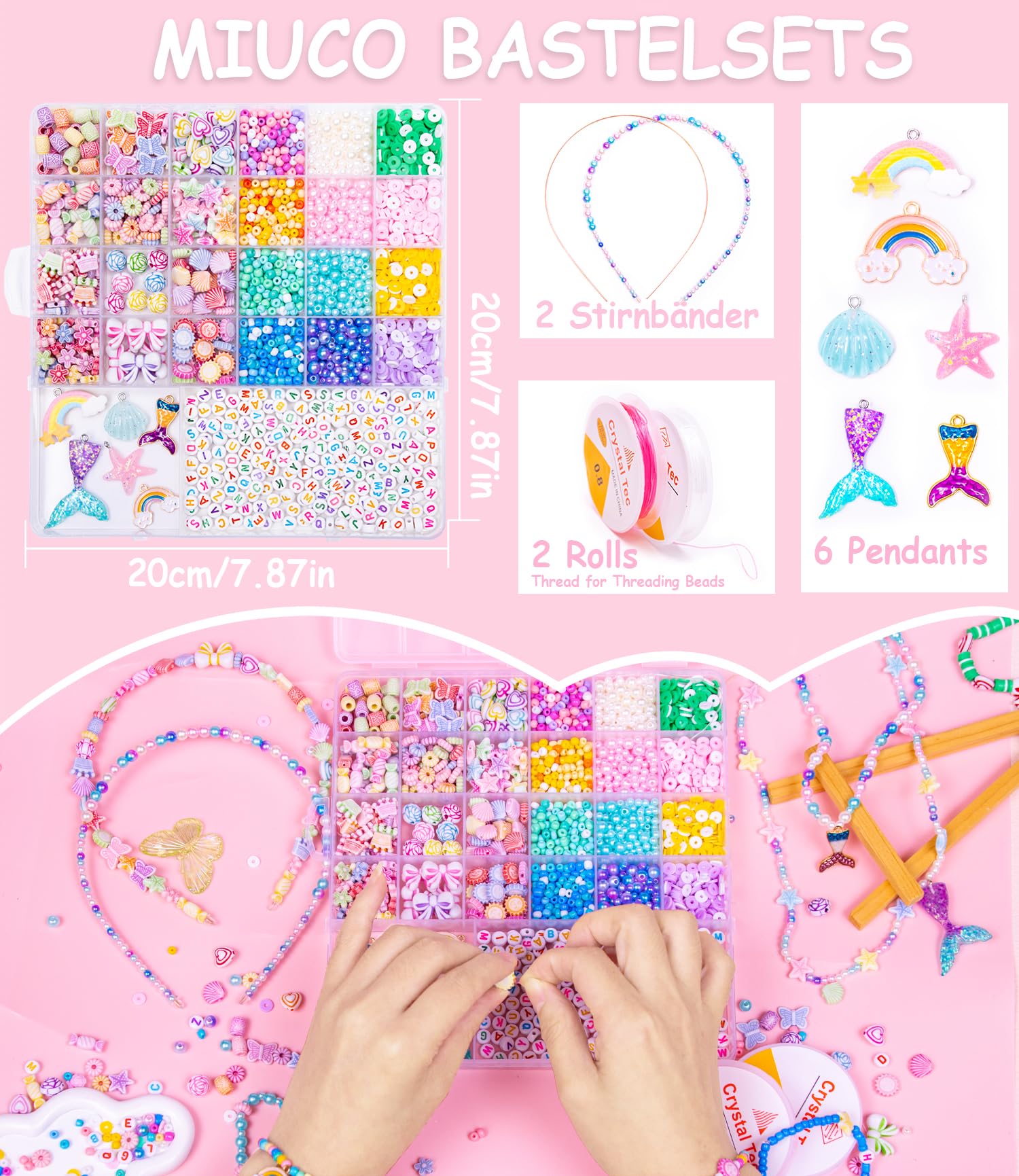 MiuCo Beads for Bracelets Making Kit for Girls Gifts, Art and Crafts for Jewelry Making Kits for Beading Birthday, Party to Friendship Gift
