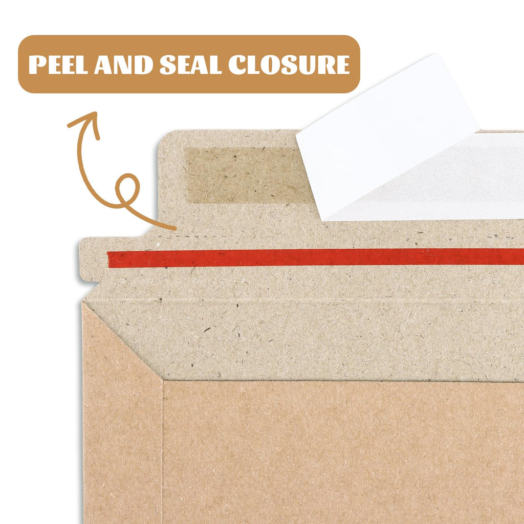 EATHEATY 100 Pack Rigid Mailers 5x7 Inch - Self Seal Stay Flat Photo Envelopes - Heavy Duty Cardboard Mailer for 4x6 5x7 Pictures, Invitations & CDs, Kraft Brown