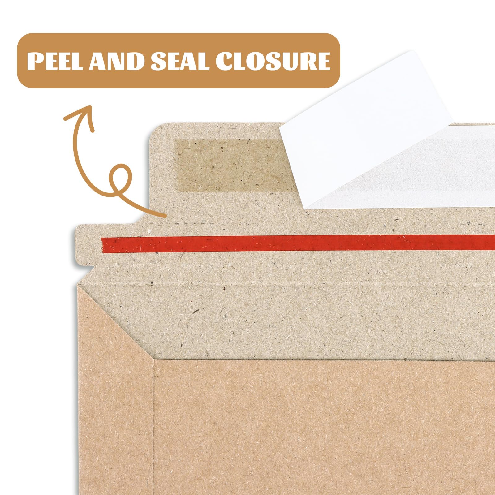 EATHEATY 100 Pack Rigid Mailers 5x7 Inch - Self Seal Stay Flat Photo Envelopes - Heavy Duty Cardboard Mailer for 4x6 5x7 Pictures, Invitations & CDs, Kraft Brown