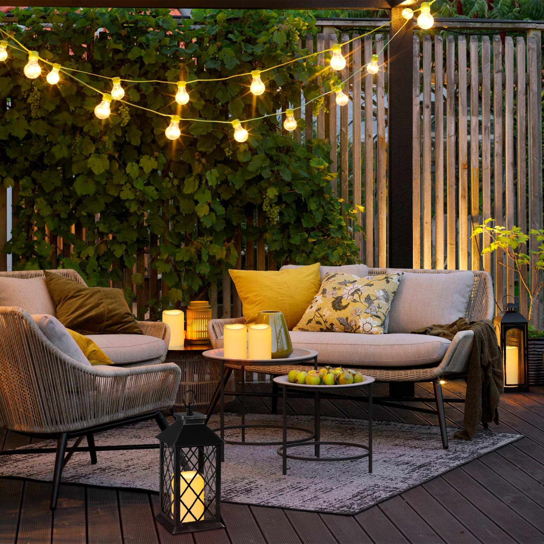 Yakpo 2 Pack 10 x 15 cm Waterproof Outdoor Candles with Timer Battery Operated, Large Outdoor LED Candles with Timer, Plastic Electric Flickering Flameless Pillar Candle for Garden Lantern Decorations