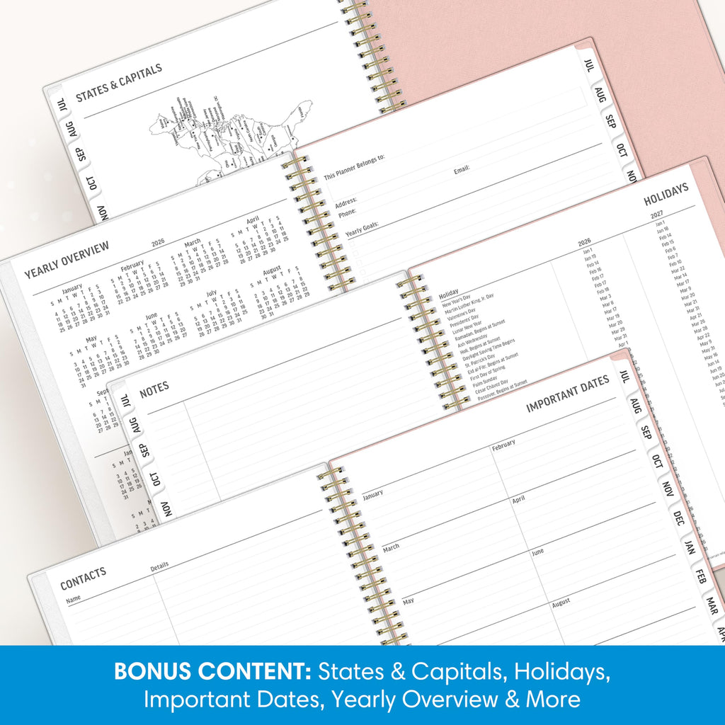 Blue Sky 2026-2027 Large Print Weekly and Monthly Academic Year Planner Calendar, July 2026 - June 2027, 8.5" x 11", Flexible Cover, Wirebound, Storage Pocket, Laminated Tabs, Charlotte