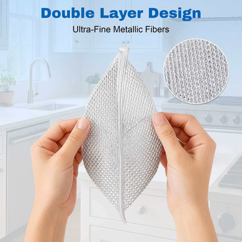 36 Pcs Cleaning Cloths for Wet & Dry, 20 x 20cm Non Scratch Steel Wire Dishwashing Rag, Double Sided Mesh Metal Dish Cloth, Multipurpose Wire Miracle Cleaning Cloths for Kitchen, Cookware, Dishes