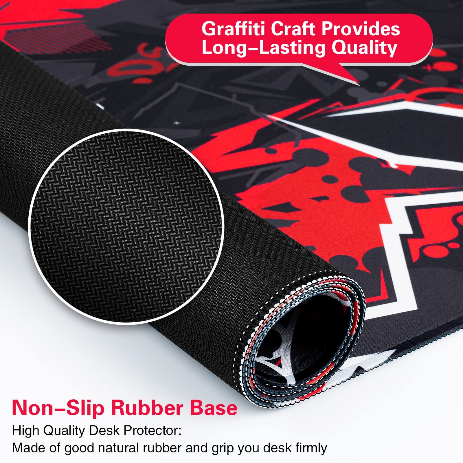 Canjoy Gaming Mouse Pad, Large Extended Mouse Pad 31.5x15.7inch Big Computer Mousepad for Home Office Gaming Work (Black Red)