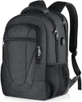 Backpack for Men and Women, School Backpacks for Teen Boys and Girls, Black Water Resistant Back Pack, Business Men Sturdy Computer Bag with USB Charging Port, Gifts