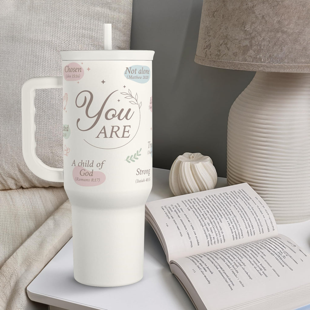 SANDJEST Christian Gift for Women – Inspiration Insulated Stainless Steel Tumbler with Handle and Straw - Religious Gifts for Birthday Christmas, 40oz