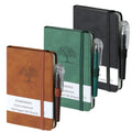 Notebooks, Notepad, Mini Notebook, 3 Pack with Pen,HOMEMARS Pocket Notebook, Lined Paper, 3.7" x 5.7"Leather, Brown, Green, Black, 192 Pages Each, Hardcover, Journal Notepad, Embossing Tree Design