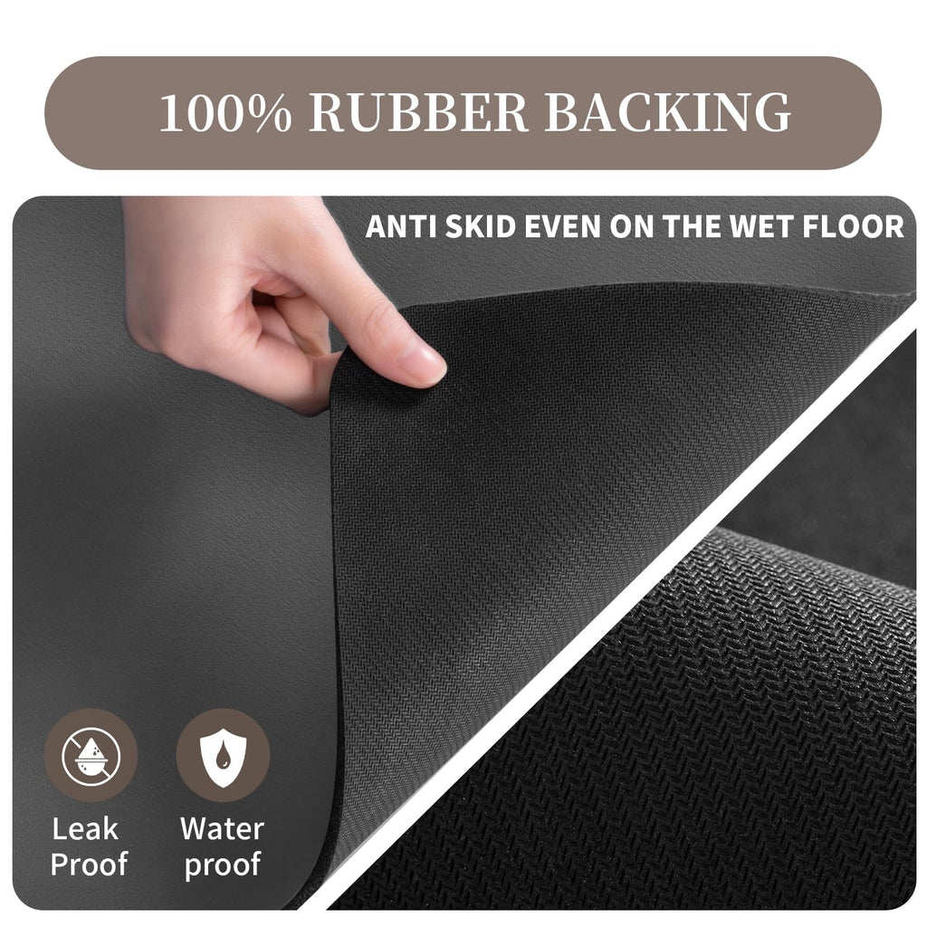 MontVoo-Absorbent Dish Drying Mat-Kitchen Counter Rubber Backed Water Absorbing Drying Mat-Hide Stain Under Dish Mat Quick Dry Coffee Mat-Dark Grey 16''x24''