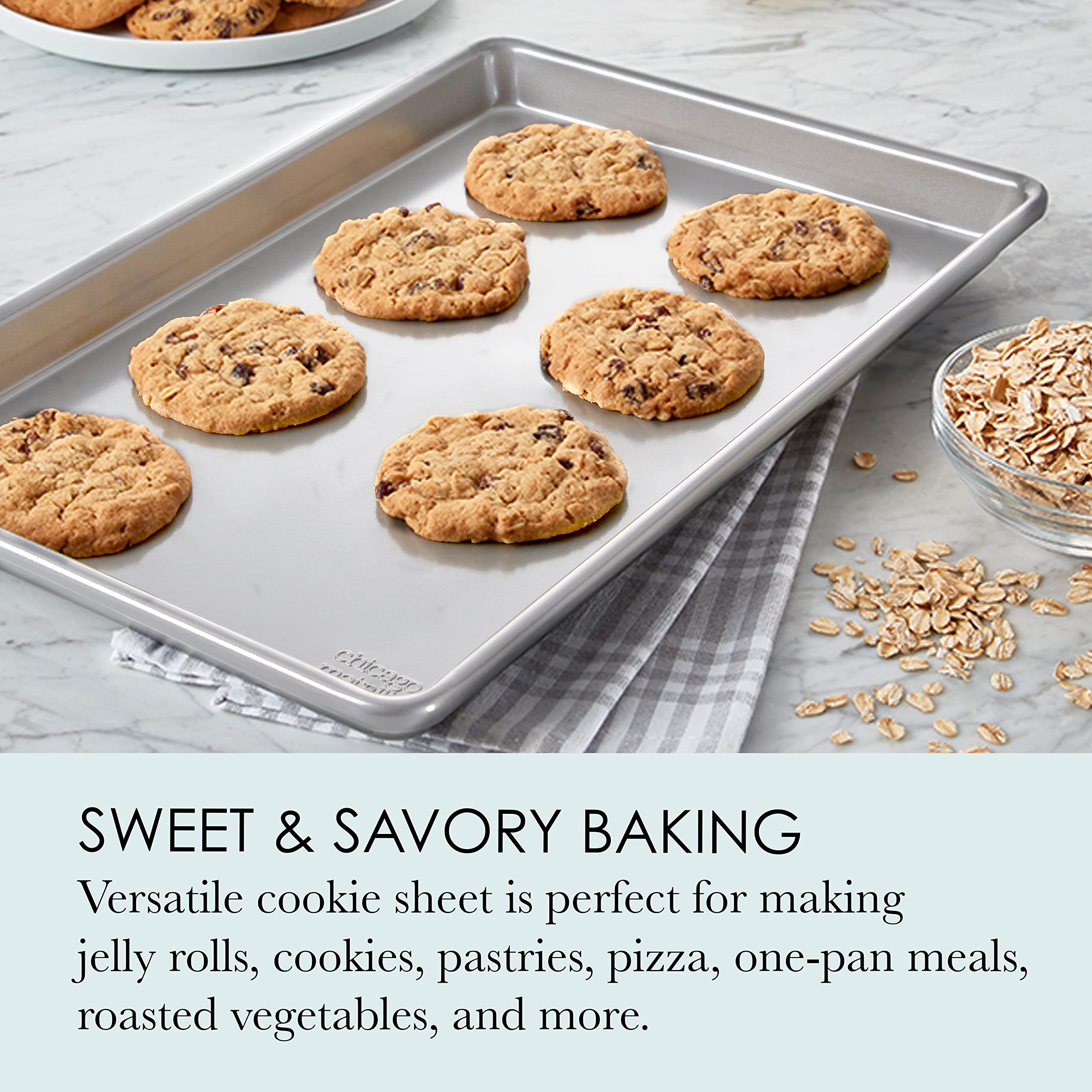 Chicago Metallic - Jelly Roll Pan, Heavy Duty Aluminized Steel Baking Pan (15" x 10")