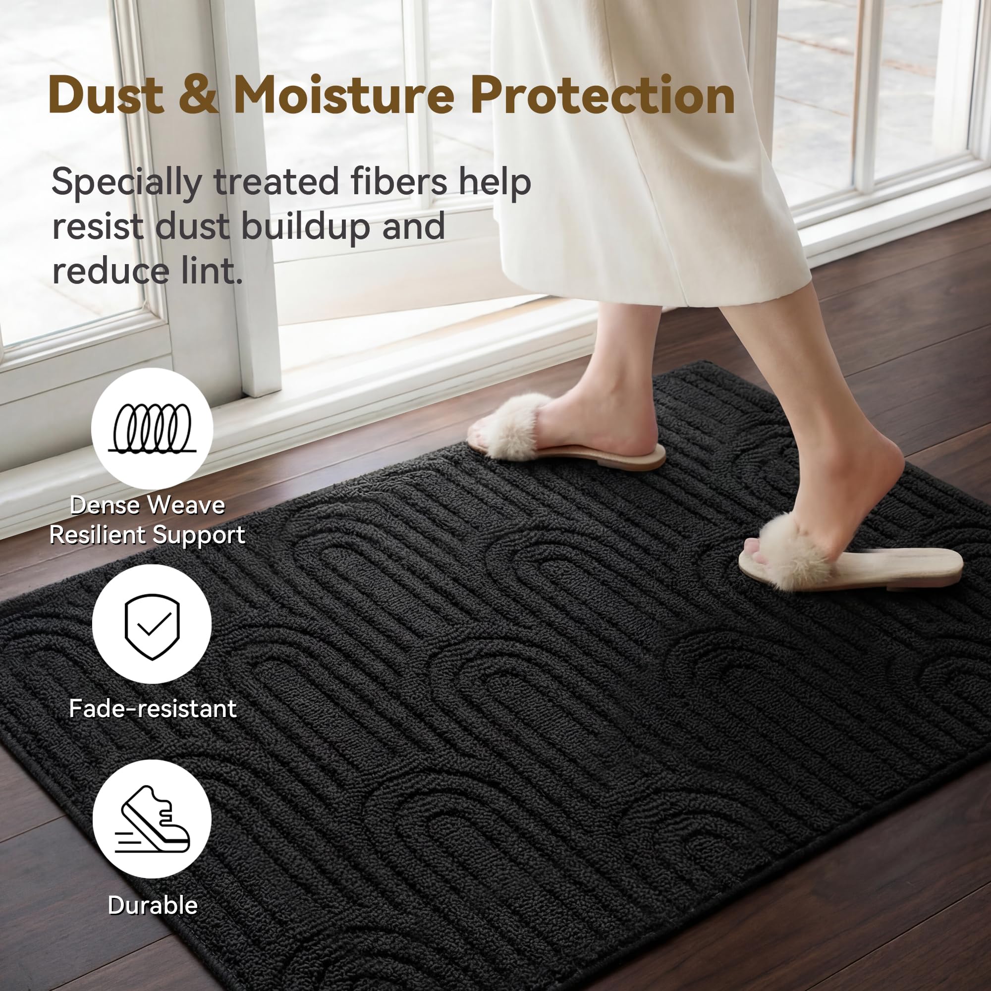 GRANNY SAYS Indoor Doormat Black, 60 x 90 cm Non Slip Mat for Entrance, Machine Washable Entry Rugs for Entrance Indoor, Low Profile Outdoor Mats, Floor Mats for House, Tapis D'Entrée Intérieur