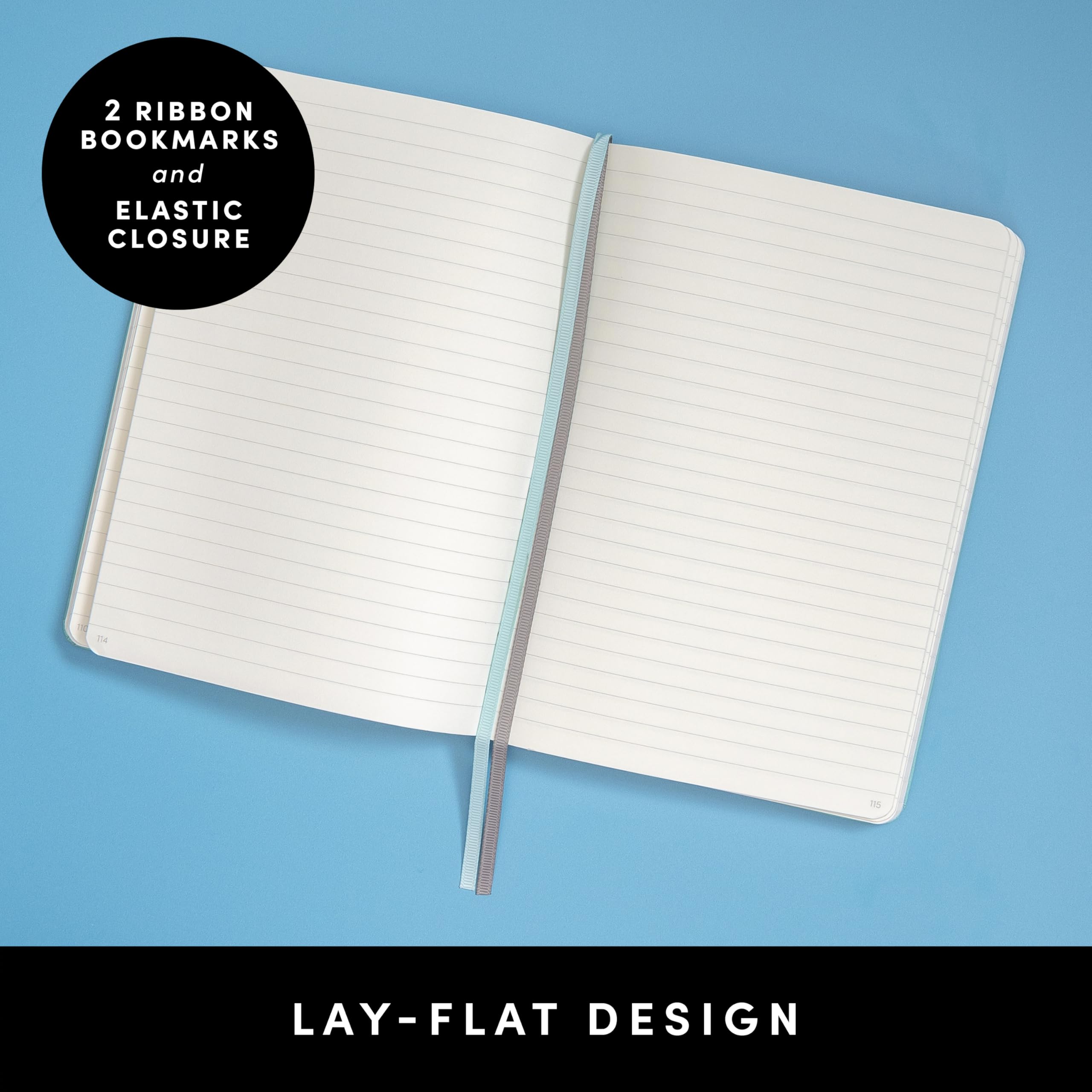 PAPERAGE Lined Journal Notebook, (Black), 252 Pages, Medium 5.6 in x 8 in - 100 GSM Thick Paper – Hardcover Journaling Notebook for Work, School & Note Taking