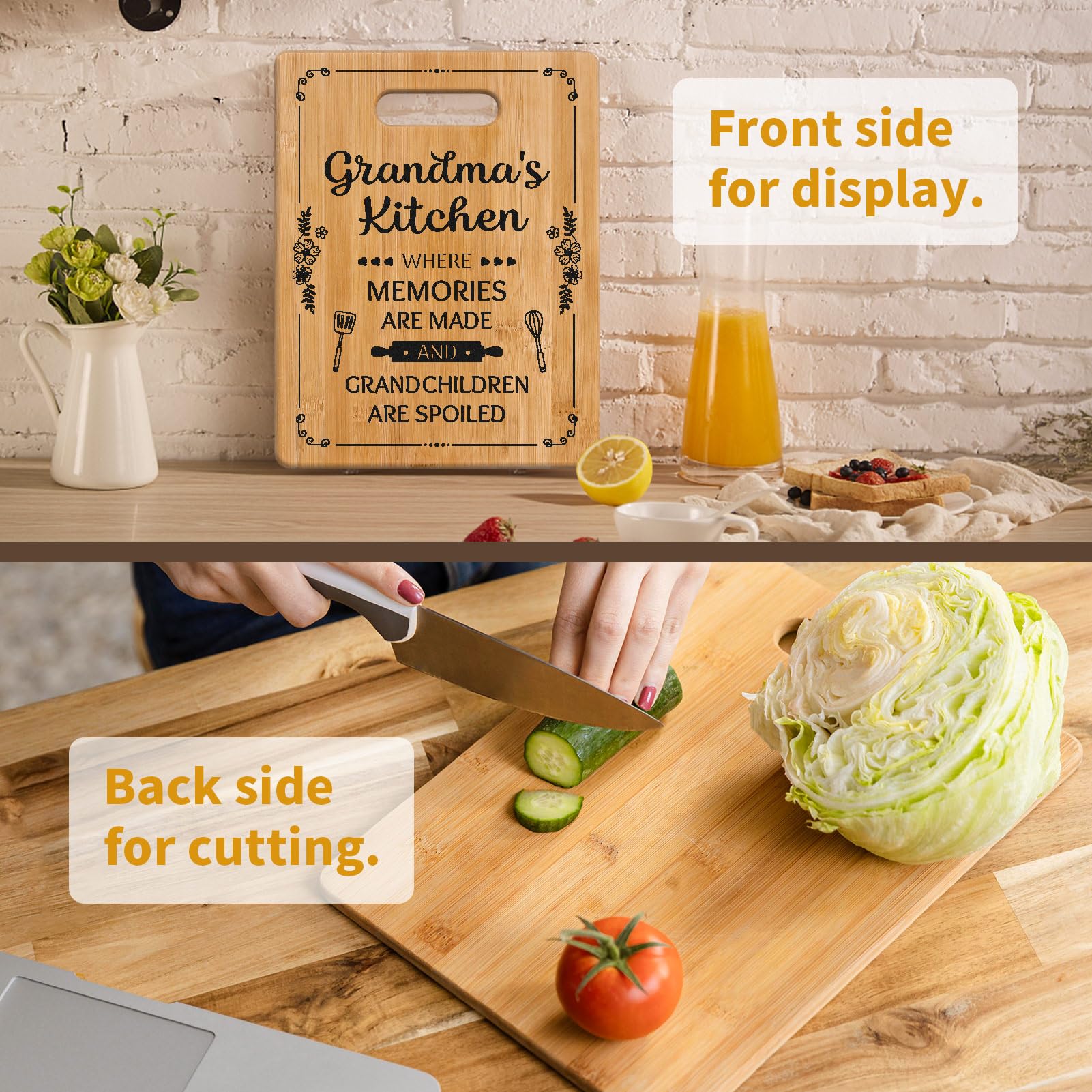 Milcier Gifts for Grandma, Birthday Gifts for Grandma, Unique Cutting Board for Grandmother from Grandchildren, Best Birthday Christmas for Nana Grandmother