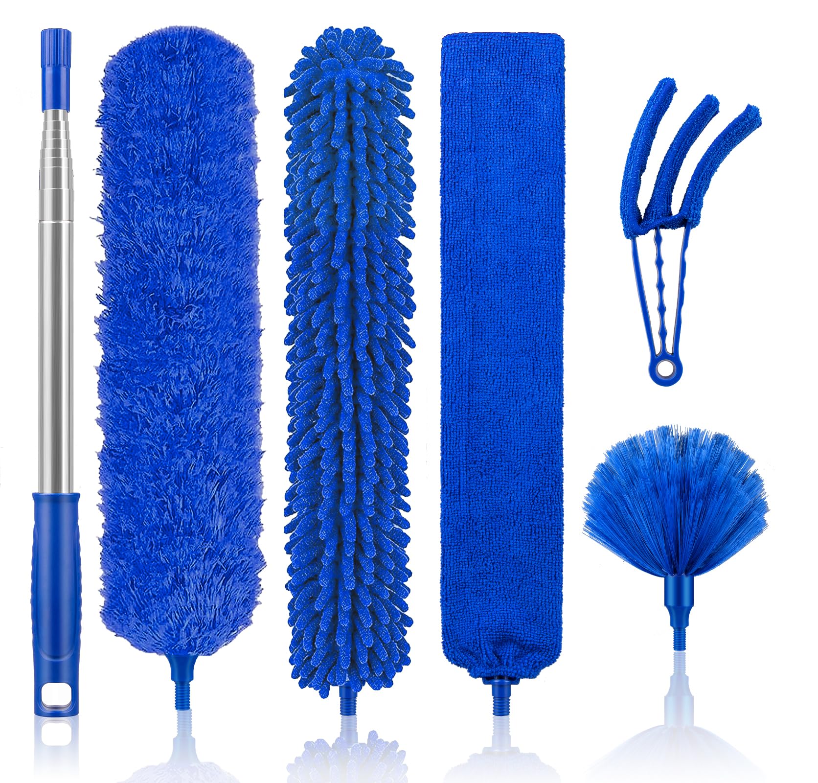 Dusters for Cleaning, Newliton Duster with Extension Pole Microfiber Ceiling Fan Cobweb Duster, Long Duster for High Ceilings Wall Refrigerator Appliance Baseboard Home Furniture Blinds