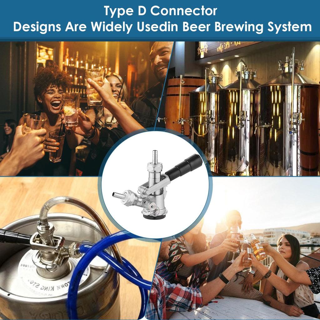 AGJIQ D Type Keg Coupler, Beer Keg Coupler with D Type System & Safety Pressure Relief Valve, Compatible with Sankey D Keg Tap Dispenser & Draft Beer Dispenser