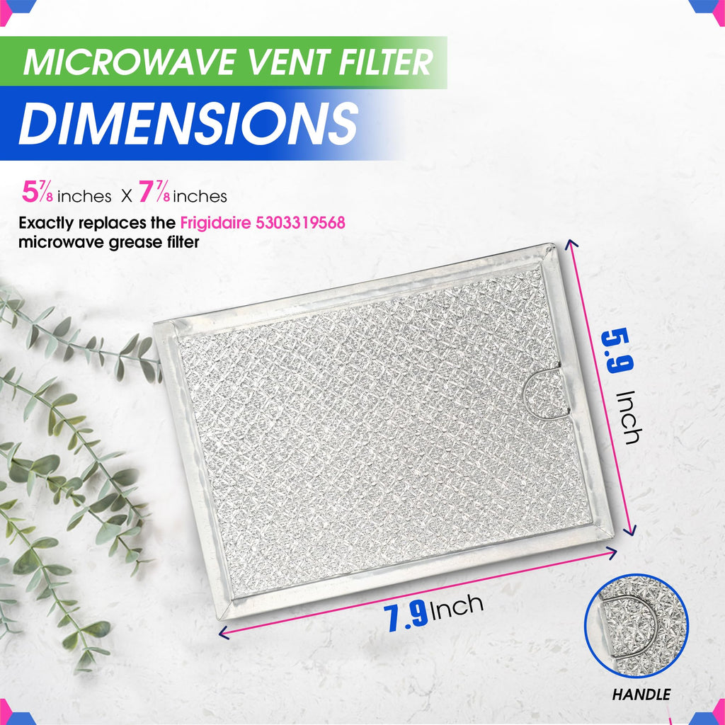 Bagean Microwave Filter Replacement 7.92” x 5.94” Compatible with 5303319568 Frigidaire Microwave Filter - Aluminum Mesh Grease Screen - Freshens & Filters Kitchen Air in Over the Oven Vent Fan (2-Pk)