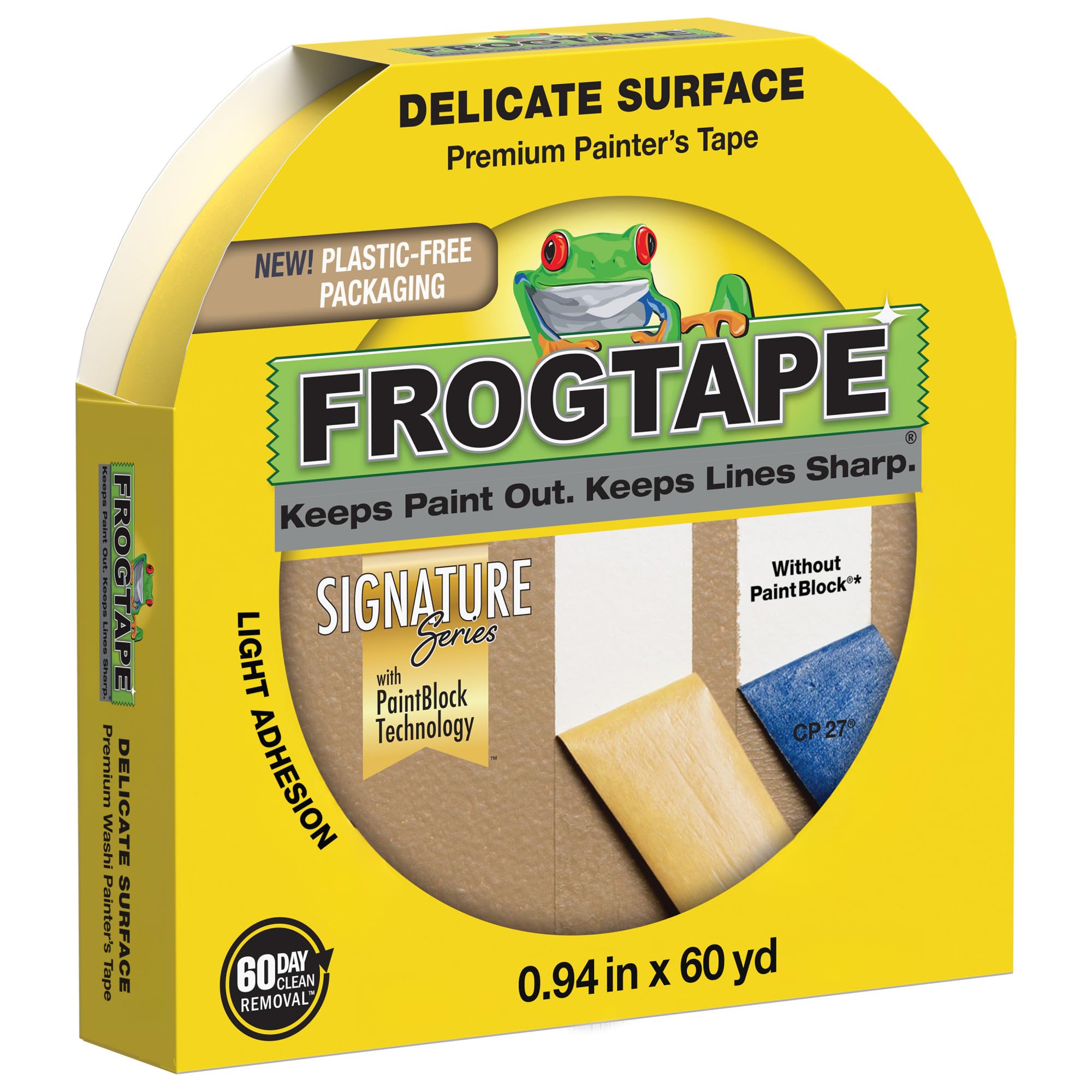 FrogTape 280220 Delicate Surface Painting Tape, Yellow, 0.94-Inch x 60-Yard Roll