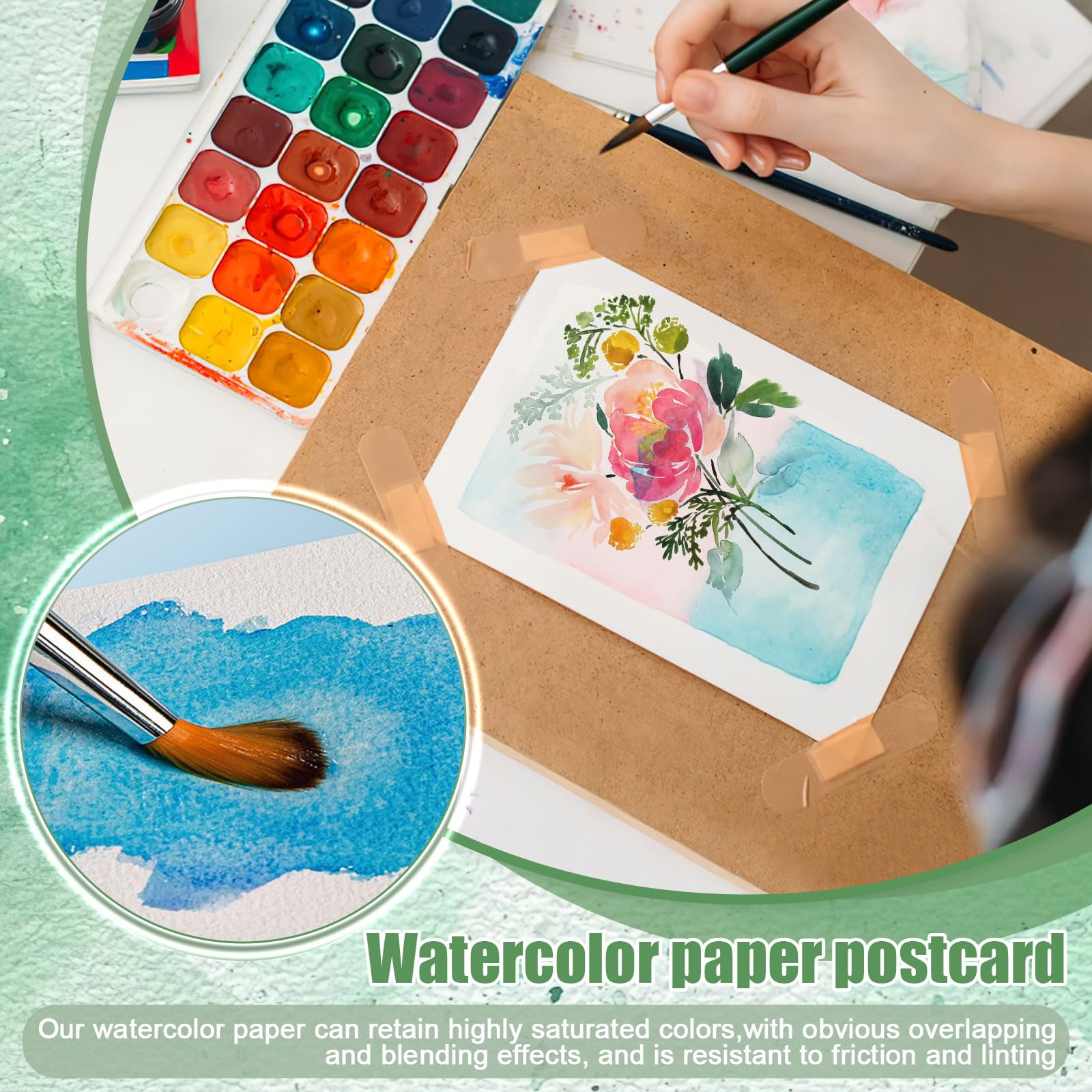 Watercolor Paper, 100 Pcs Watercolor Paper Pad, Watercolor Paper Bulk for Students, Artists, Sketch Painting