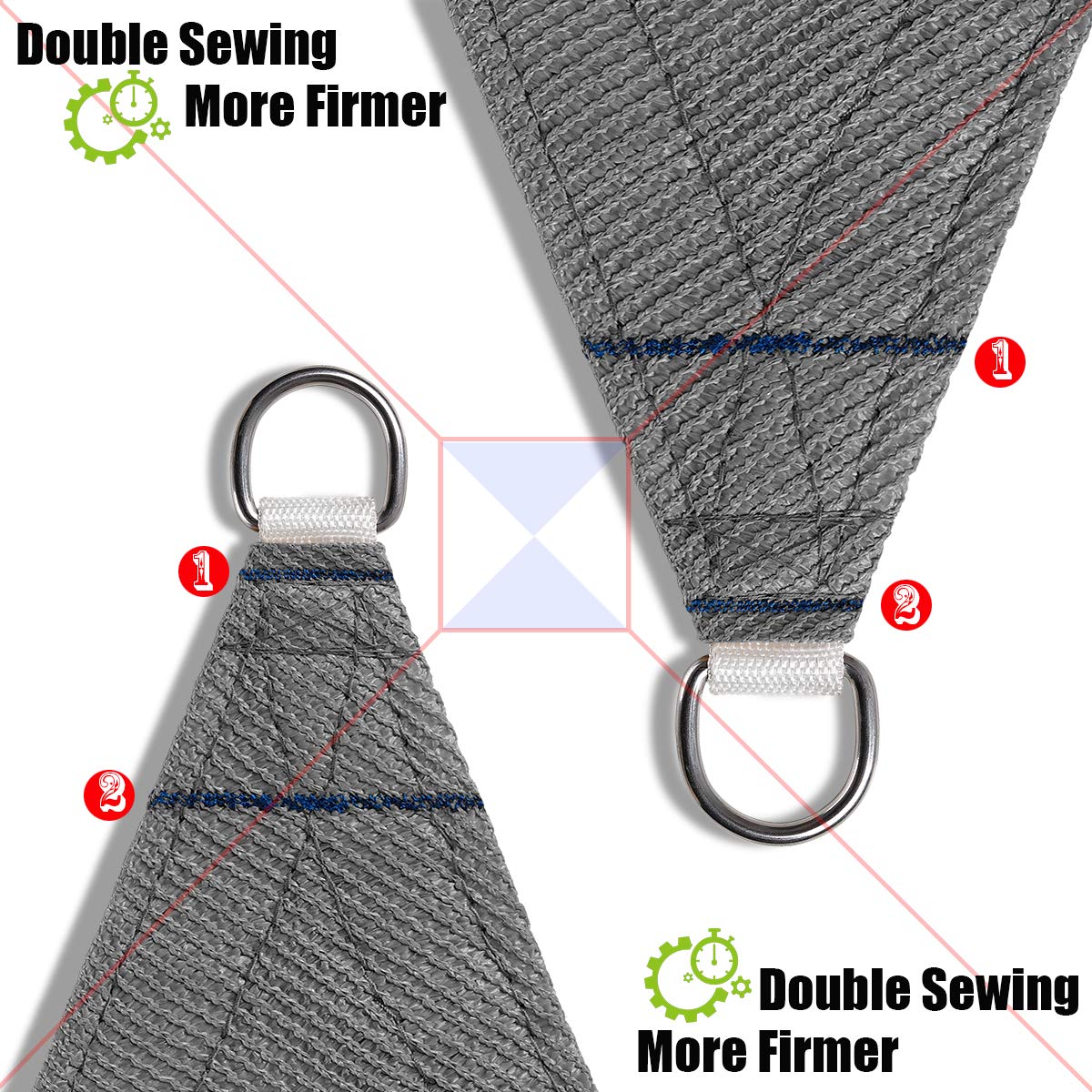Outdoor Sun Shade Sail Canopy, 6' x 8'Rectangle Shade Cloth UV Block Sunshade Fabric - Patio Cover Awning Shelter for Pergola Backyard Garden Yard (Grey Color)