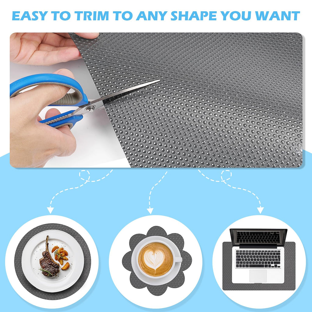 MooiFun Drawer Liners, Waterproof Shelf Liner, Anti-Slip Non-Adhesive BPA Free Kitchen Cupboard Cabinet Liner Refridge Fridge Mats Sink Protector Strong Durable for Home (Grey/11.8in x 20Ft)