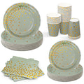 200 Pcs Sage Green Plates and Napkins Set,50 Guest Sage Green Party Supplies Include Paper Plate Napkin Cup, Disposable Tableware Set for Wedding Baby Shower Birthday Spring Party