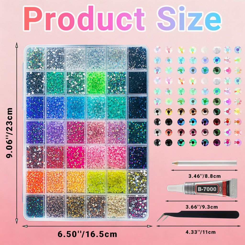 42 Colors Resin Jelly Rhinestones for Bedazzling Kit, 32000 Pcs 3mm Flatback Gems with 3 x B7000 Glue, Tweezers & Pickup Pen, DIY Craft Supplies for Clothing Shoes Nails Tumblers Phone Cases Diamond Art