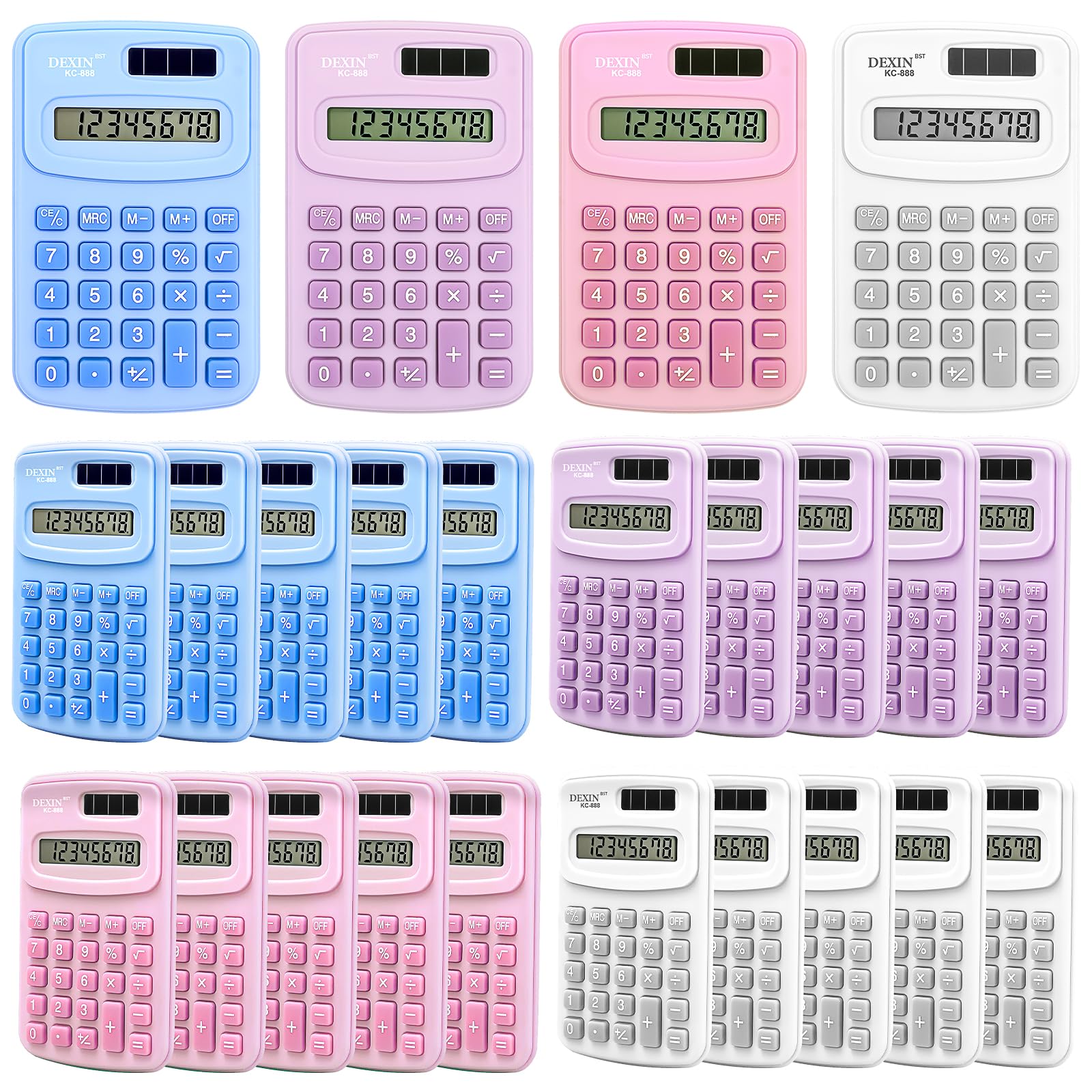 24 Pcs Pocket Calculator Bulk Small Basic Calculator 4 Function Calculators Battery Powered Calculator 8 Digit Display Calculator Pocket Size for Students School Home Office