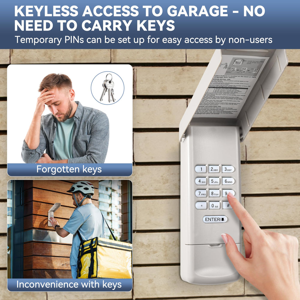 877MAX Universal Wireless Keyless Keypad for Chamberlain/Liftmaster/Craftsman Garage Door Openers - Compatible with Yellow/Purple/Red/Orange/Green Learn Buttons (315/390 MHz)