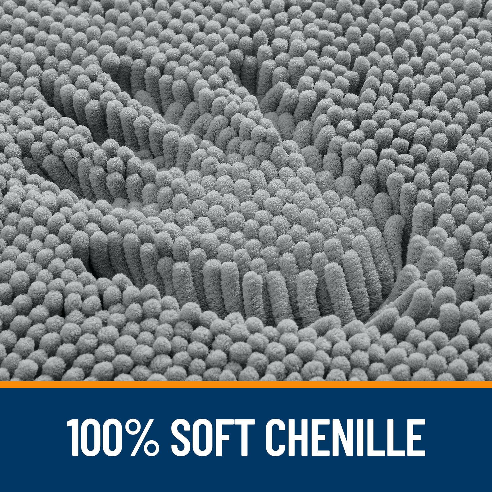 OLANLY Chenille Bath Mat 20" x 30", Extra Soft Absorbent Plush Bathroom Mat, Rubber Backing Quick Dry, Machine Washable Bath Mats for Bathroom Floor, Tub and Shower, Home Decor Accessories, Grey