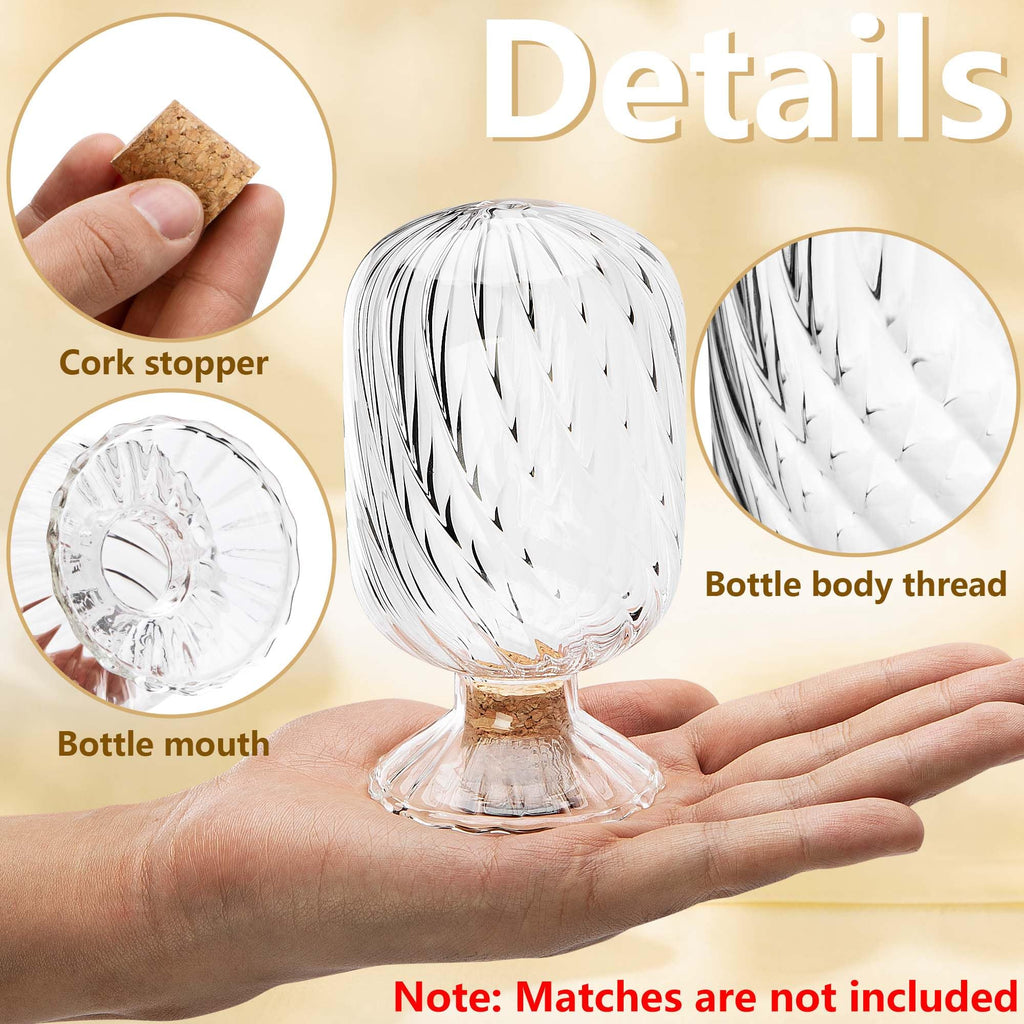 moonoom 2 Set Helix Shaped Match Holder, Glass Matches Cloche for 3.5 Inch, Upside Down Match Holder Jar for Scented Candle on Dining Table Fireplace Bathroom Decoration, Not Include Matches