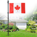 Ground Flag Poles for Outside House inground, 80 inch Black Heavy Duty Flag Pole Kit with 3x5ft Canada Flag, 2 Pronges Base and Tangle Free Flagpole Rings for Outdoor