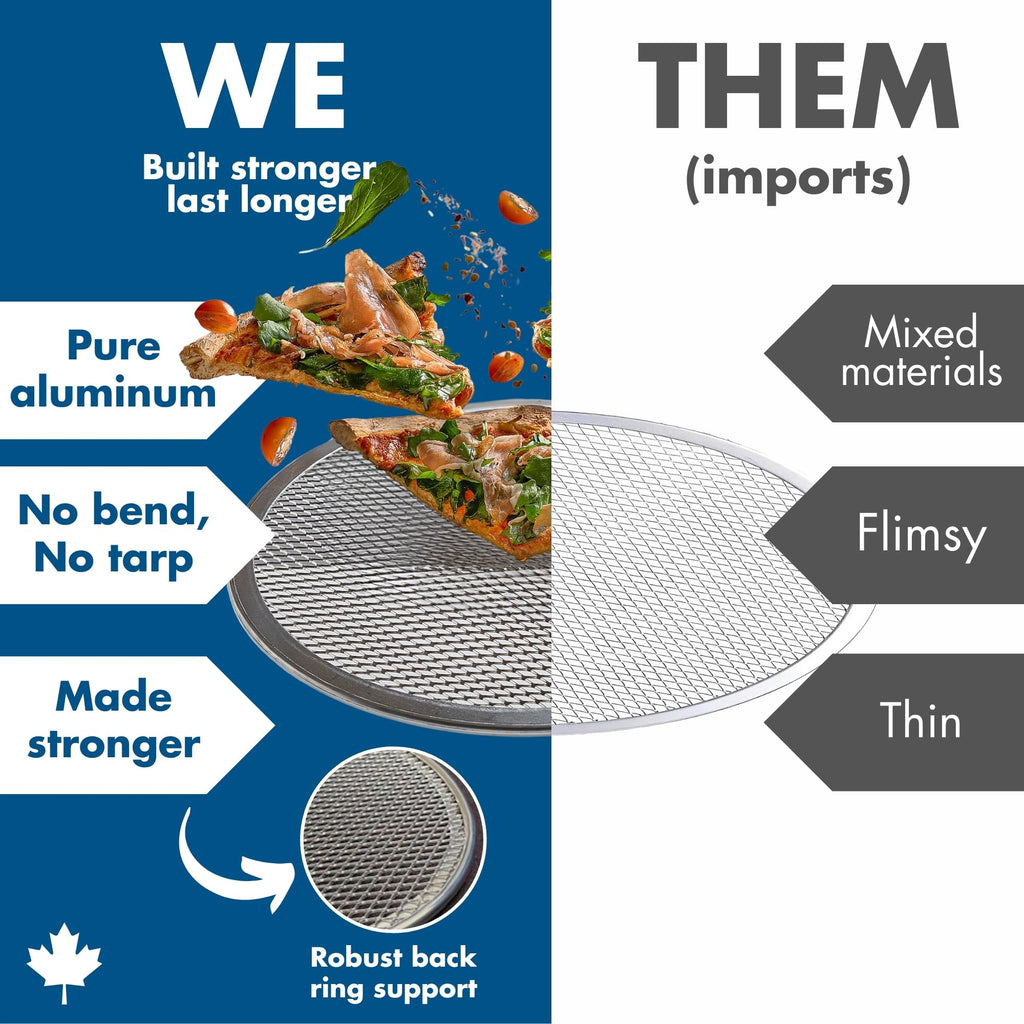 Norjac 12 Inch Pizza Screen, 2 Pack – Aluminum Mesh for Oven, Seamless, Rust-Free, Durable Baking Trays for Crispy Crusts. Made in Canada