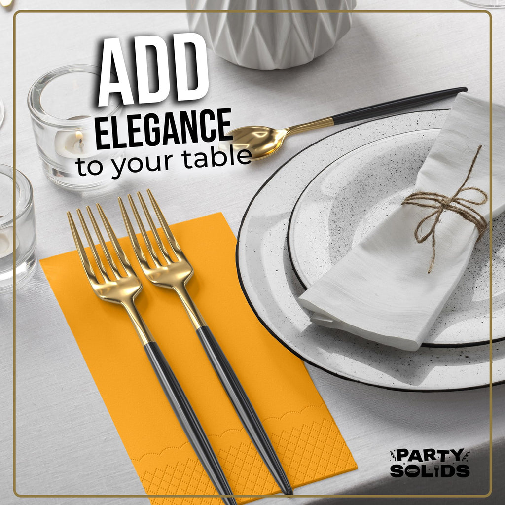 Party Solids Yellow Dinner Napkins Disposable 8" x 4" Folded - 40 Pcs 2 Ply Yellow Napkins Disposable Paper Guest Towels for Bathrooms, Dinners, Everyday Parties & Party Supplies