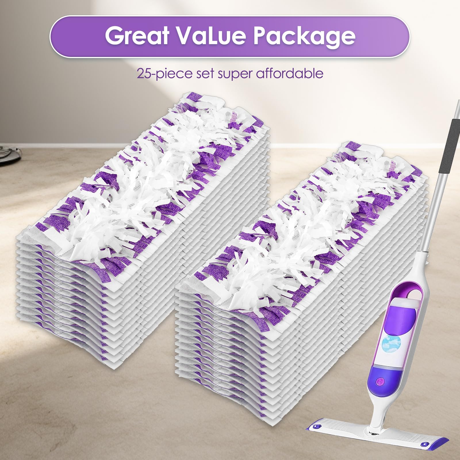 (25 Pack) Replacement Power Mop Pads for Swiffer PowerMop, Disposable PowerMop Mopping Pad Refills Compatible with Swiffer PowerMop, Multi-Surface Mop Pad Refills for Floor Cleaning