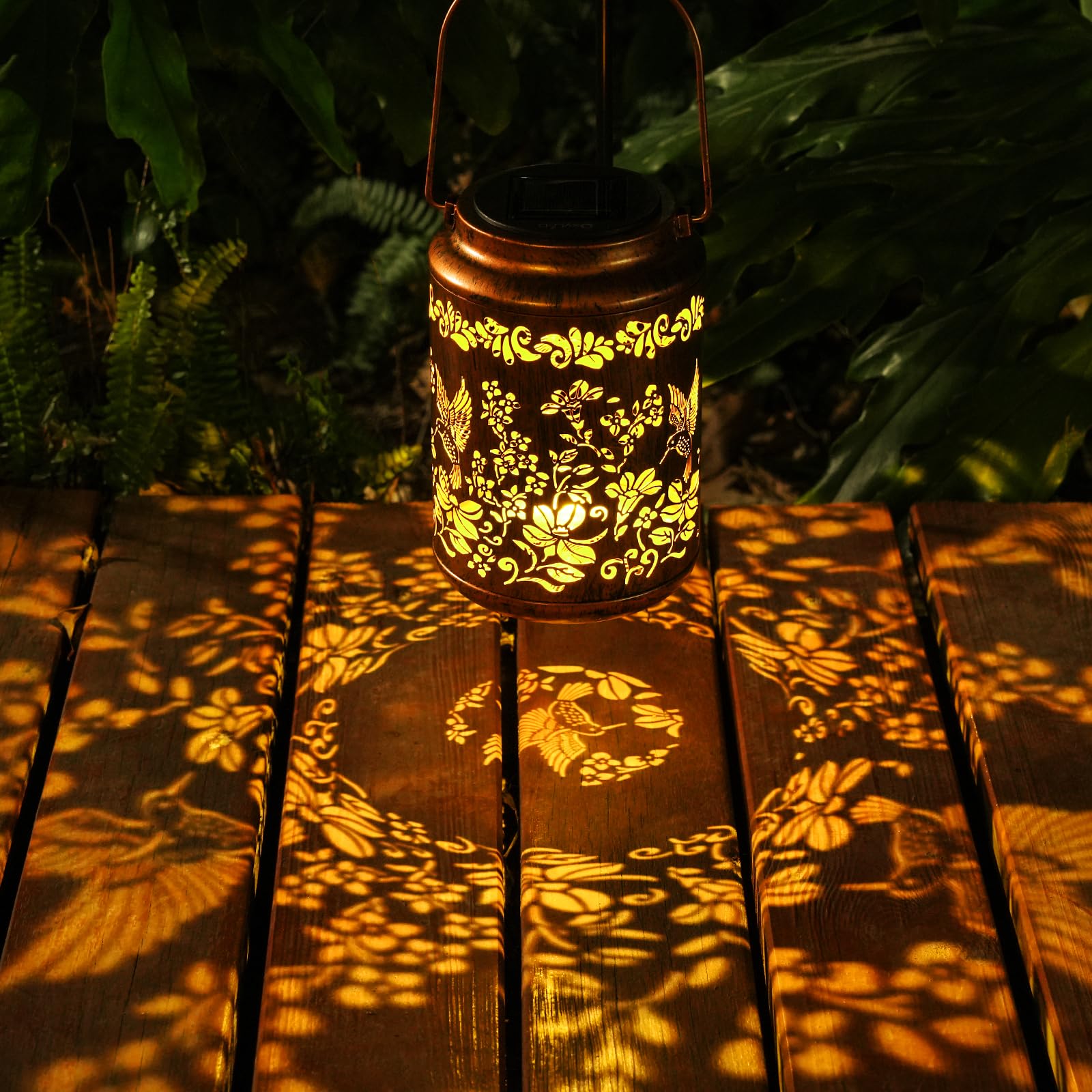 Hummingbird Solar Lanterns Outdoor - OxyLED Metal Waterproof Solar Garden Lanterns, Hanging Lanterns Solar Powered with Handle for Table Pathway Walkway, Birthday Gift for Mom Grandma Women