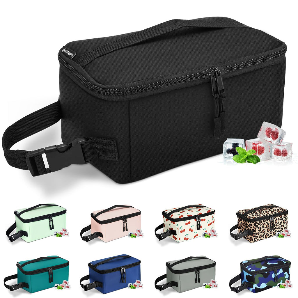 Cerbonny Small Cooler Bag Freezable Lunch Bag, Small Lunch Bag Insulated with Ice Pack, Mini Cooler Bag for Work School Trip,Fit for 3+,(Black)
