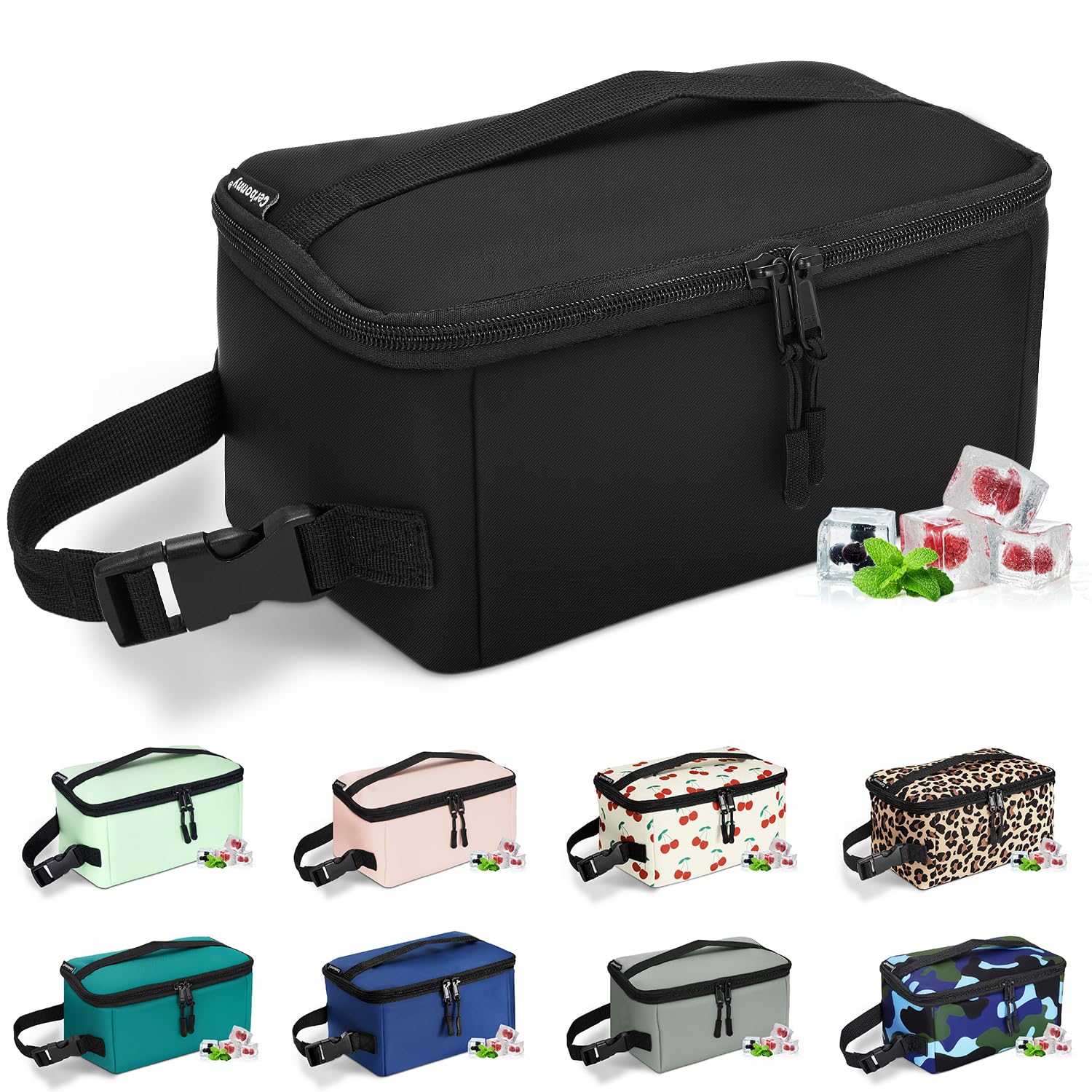 Cerbonny Small Cooler Bag Freezable Lunch Bag, Small Lunch Bag Insulated with Ice Pack, Mini Cooler Bag for Work School Trip,Fit for 3+,(Black)