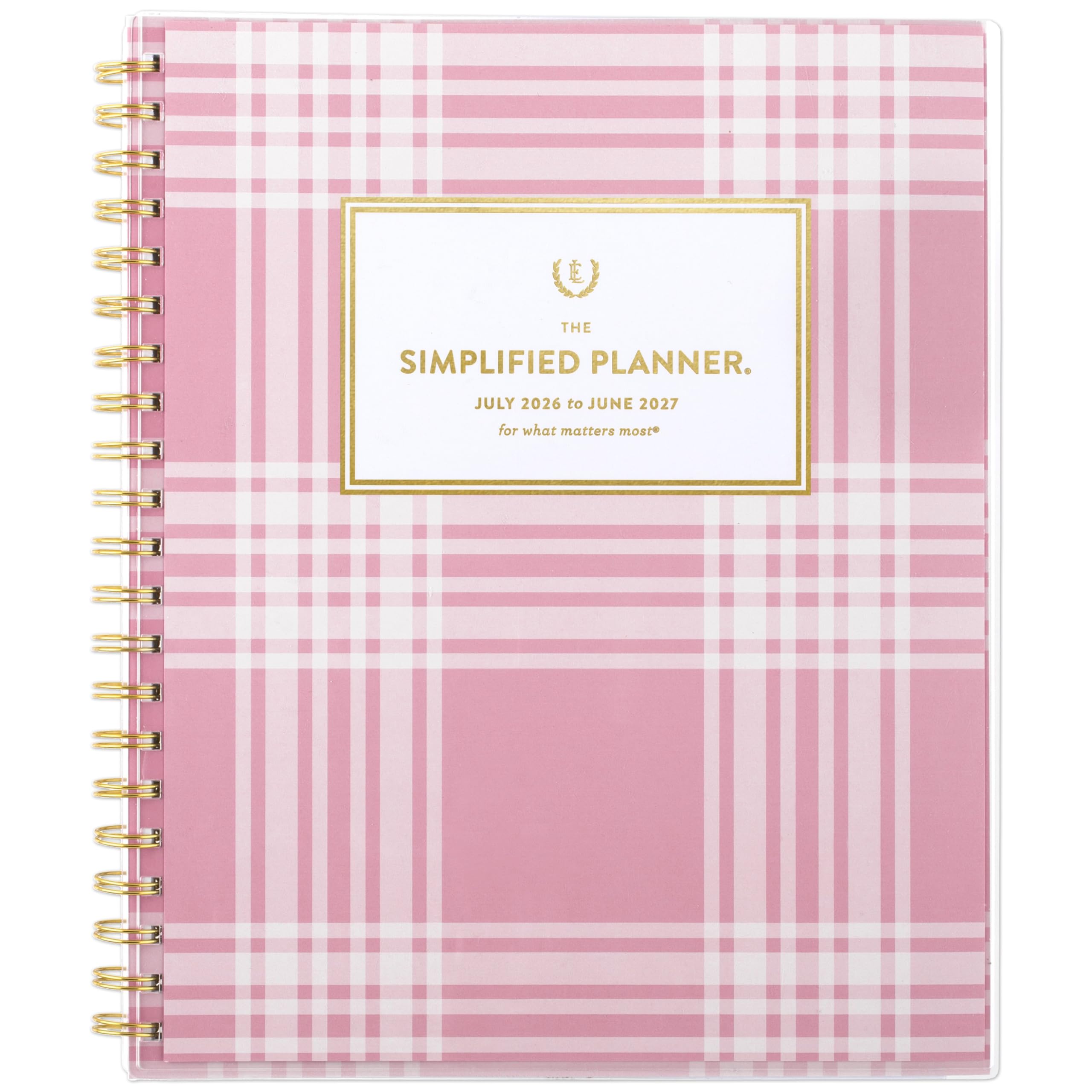 AT-A-GLANCE Planner 2026-2027 Weekly & Monthly Academic 12-Month July-June, 8-1/2" x 11", Front Cover Pocket, Simplified by Emily Ley, Oversized Plaid (EL51-901A)