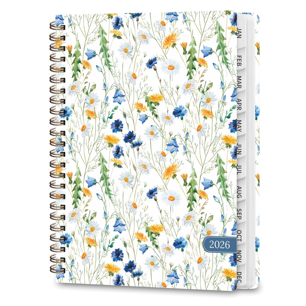 2026 Planner, Daily Agenda 2026 Appointment Book, Weekly and Monthly Calendar Planner Jan 2026 - Dec 2026, School Essentials & Office Supplies, Scattered Flowers